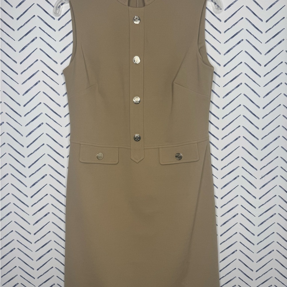 NWT Tommy Hilfiger Tan Twill shift dress Sleeveless Size 4 - Picture 4 of 8